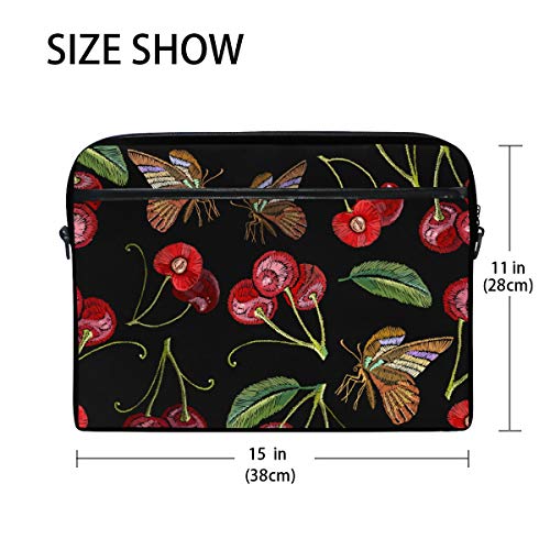 Ahomy - Bolsa para ordenador portátil de 14 a 14,5 pulgadas, diseño de insectos cereza de tela de lona para ordenador portátil, bolso de negocios con correa para el hombro para mujeres y hombres
