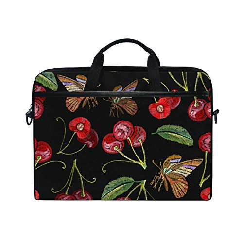 Ahomy - Bolsa para ordenador portátil de 14 a 14,5 pulgadas, diseño de insectos cereza de tela de lona para ordenador portátil, bolso de negocios con correa para el hombro para mujeres y hombres