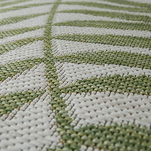 Alfombra De Tejido Plano Interior Y Exterior Moderna Jungla Diseño Palmeras Verde Pastel, tamaño:80x150 cm