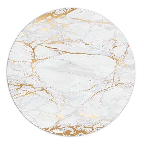 Alfombrilla de ratón con Aspecto mármol | Ø 22 cm Redonda| Alfombrilla de ratón Oro Blanco Gris | tamaño estándar, Antideslizante | Sencilla Moderna | Aspecto Piedra Granito Gris-Blanco| dv_611