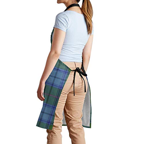 alice-shop Maine Original Tartan Delantal de Cocina con 2 Bolsillos Delantal de Chef Ajustable para Hornear, Jardinería, Restaurante, BBQ