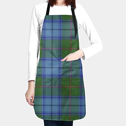 alice-shop Maine Original Tartan Delantal de Cocina con 2 Bolsillos Delantal de Chef Ajustable para Hornear, Jardinería, Restaurante, BBQ