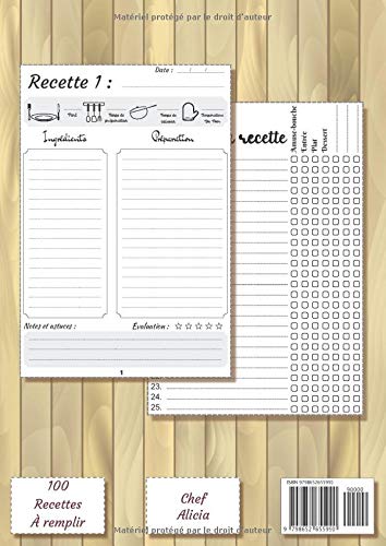 Alicia - Carnet de recettes: Cahier de recettes à remplir pour 100 recettes A4 | Prénom personnalisé Alicia | Cadeau d'anniversaire pour femme, maman, sœur ...| Grand format A4 (21 x 29.7 cm)