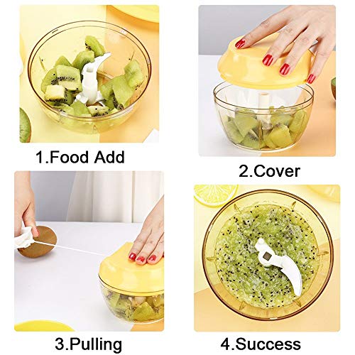 Allllllly Chcfr-jibji Multifunción Torbellino Vegetal Shredder Cortador Chopper ajo trituradora de Hielo máquina de Picar Carne de Alta Speedy Food Slicer Blender (Color : Yellow)