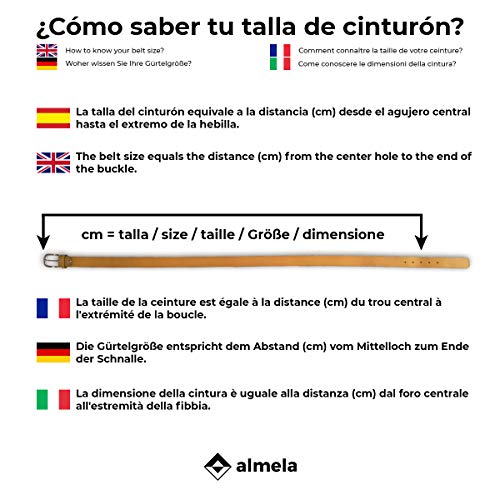 Almela Cinturón hombre extralargo talla especial cuero (Marrón, 160)