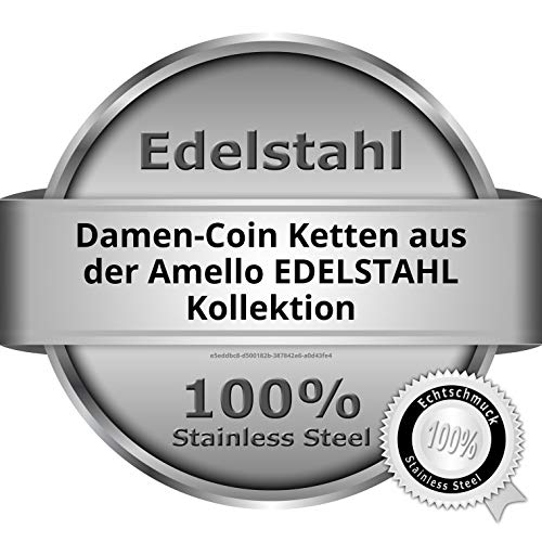 Amello Coins Cadena Mujer Cadena de acero inoxidable de 50 cm ennegrecido Acero Inoxidable Joyas esc101s