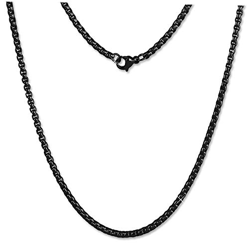 Amello Coins Cadena Mujer Cadena de acero inoxidable de 80 cm ennegrecido Acero Inoxidable Joyas esc102s