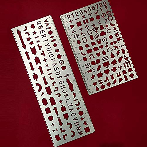 Amtop - Plantillas de latón con número de letras, juego de 2 unidades plata