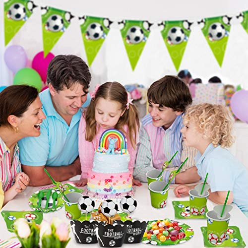 Amycute 24 paquetes de decoraciones para cupcakes y envoltorios, suministros de decoración de fiesta de fútbol