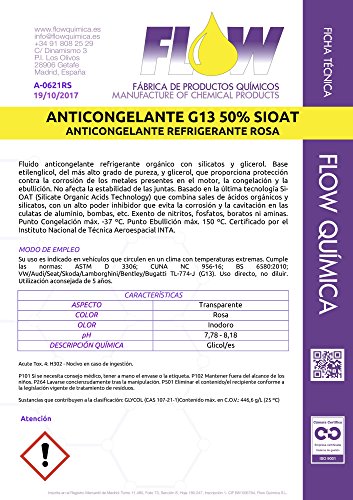 ANTICONGELANTE REFRIGERANTE G13 50% Si-Oat Rosa 5 L