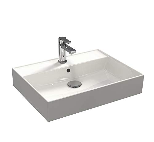 Aqua Bagno - Lavabo de diseño moderno Loft Air, de cerámica, para el cuarto de baño, 605x466x120 mm