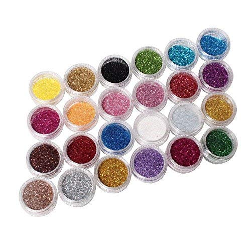 Ardisle - 24 macetas de colores Glitter Paillette de manicura uñas pigmento para brillo Sparkle brillante pelo brillante polvo