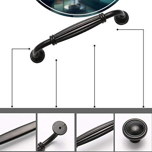 Asa Barra de puerta mueble - Tipo Europeo,Tiradores de Acero Inoxidable,Negro Aluminio Tiradores para Armario,Cajón Tire Tiradores Negro Vintage Puerta Retro Hierro para Armarios de Cocina