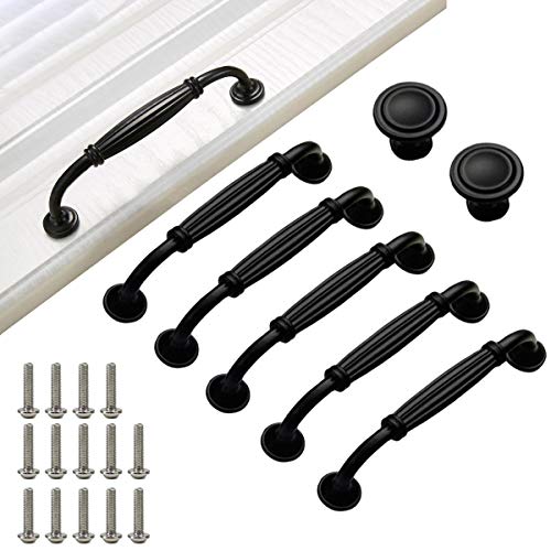 Asa Barra de puerta mueble - Tipo Europeo,Tiradores de Acero Inoxidable,Negro Aluminio Tiradores para Armario,Cajón Tire Tiradores Negro Vintage Puerta Retro Hierro para Armarios de Cocina