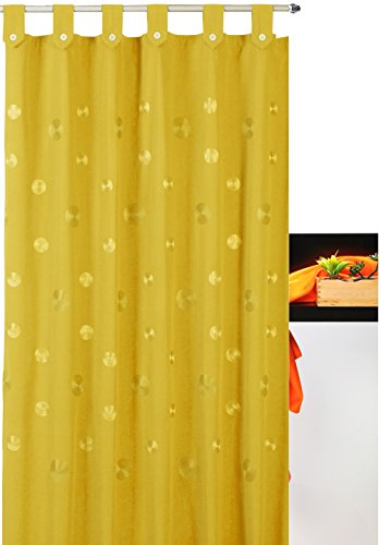 atenas home textile Cortina de baño Bordada con Trabillas Camelia 35% algodón 65% poliéster - 140x200 - Amarillo
