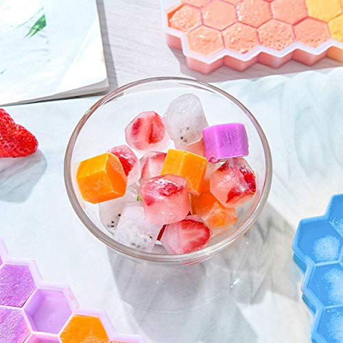 Bandeja de Hielo 2 Piezas Bandejas para Hielo Silicona Moldes de Cubitos de Hielo con Tapa Alimentos, para Varias bebidas, agua