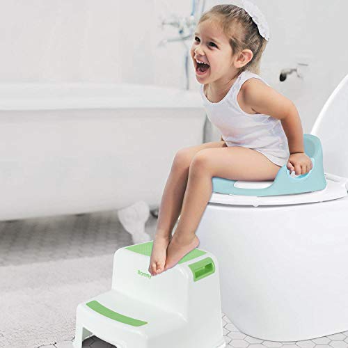 Banmy de Dos Pasos para Niños, Taburete de Bebé 2, Orinal de Plástico para Niños en la Cama, Banqueta Antideslizante de Dos Escalones para Lavabos para Niños (Verde)