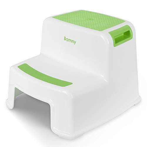 Banmy de Dos Pasos para Niños, Taburete de Bebé 2, Orinal de Plástico para Niños en la Cama, Banqueta Antideslizante de Dos Escalones para Lavabos para Niños (Verde)