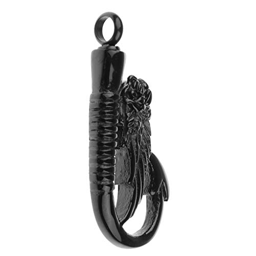 Baoblaze Colgante Conmemorativo en Forma de Anzuelo y ala de Ángel para DIY Collar - Negro