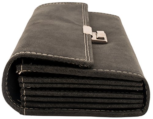 BelleBay Cartera de Cuero para Camarero | Camarero de Profesionales de Cuero Genuino con Aspecto Vintage | Billetera - Monedero | Hombre - Mujer | XXL Grande Capacidad (Negro)