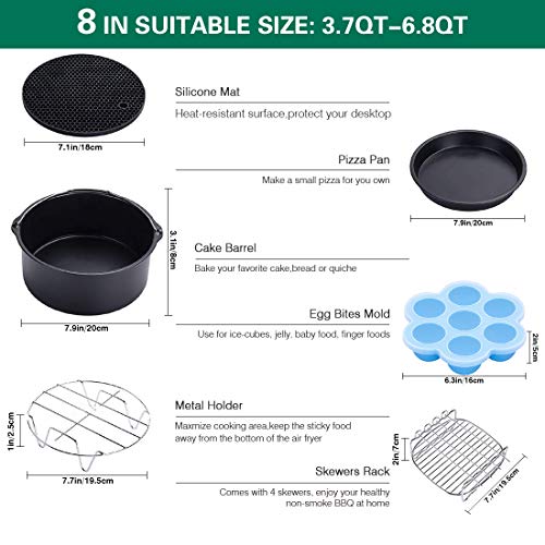 Benooa 12PCS Kit De Accesorios De La Freidora De Aire,Accesorios para freidoras para Todas Las Marcas De Freidoras Accesorios(3.7QT-6.8QT)