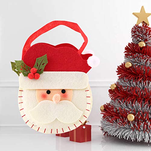 BESTONZON 1 pieza de dibujos animados de Navidad Bolsas de dulces portátiles Espesar Tela no tejida Caramelos Bolsa de regalo Decoraciones para fiestas en casa (Papá Noel)