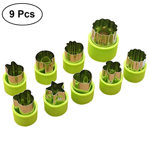 BESTonZON Las Formas del Cortador de Verduras establecen Herramientas de decoración del Molde de Dibujos Animados Estrella para Hornear Galletas de Frutas - 9 Piezas