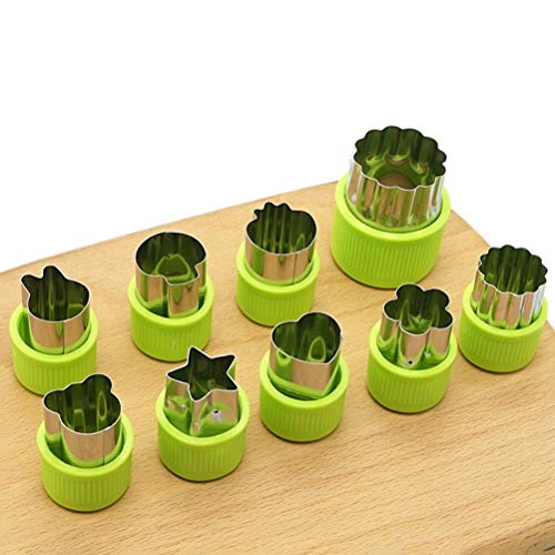 BESTonZON Las Formas del Cortador de Verduras establecen Herramientas de decoración del Molde de Dibujos Animados Estrella para Hornear Galletas de Frutas - 9 Piezas