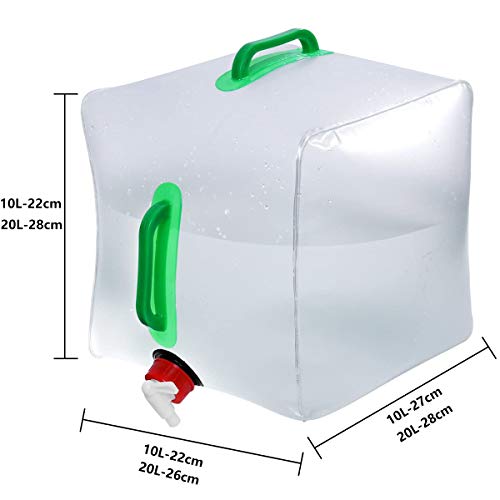 BESTZY Bidón de Agua Plegable Depósito de Agua Contenedores de Agua, Plegable y Flexible envases para Uso en Exteriores barbacoas acampadas Senderismo Escalada (10L+20L)