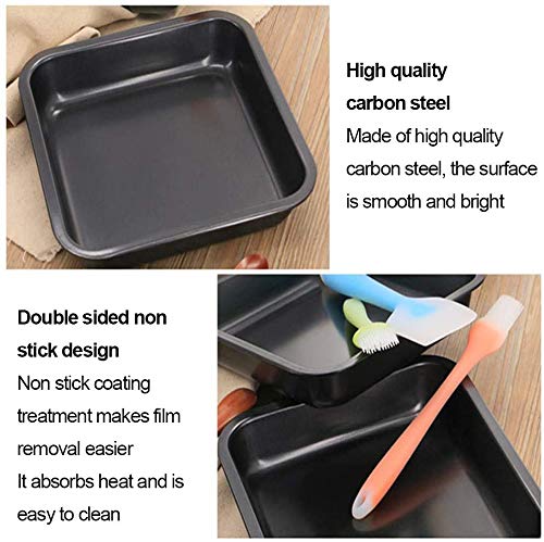 BESTZY Molde de Horno Cuadrado Antiadherente de Largo para Lasaña, Bandeja de horno, Molde Profundo para Hornear con Asas de Acero Inoxidable - Set de 2 Bandejas
