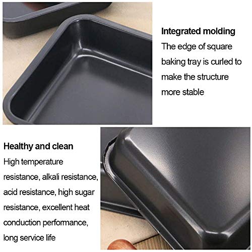 BESTZY Molde de Horno Cuadrado Antiadherente de Largo para Lasaña, Bandeja de horno, Molde Profundo para Hornear con Asas de Acero Inoxidable - Set de 2 Bandejas