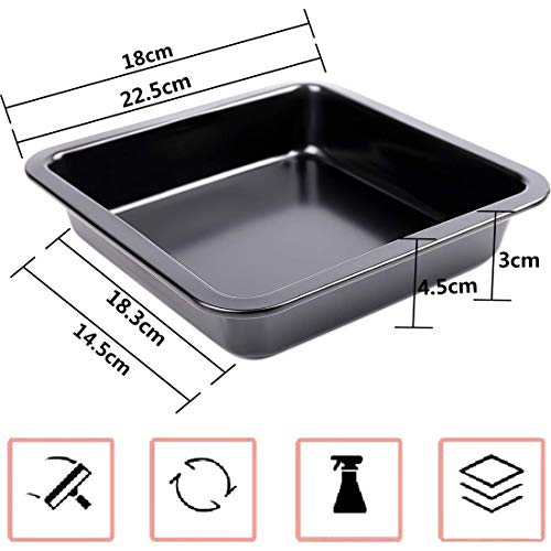 BESTZY Molde de Horno Cuadrado Antiadherente de Largo para Lasaña, Bandeja de horno, Molde Profundo para Hornear con Asas de Acero Inoxidable - Set de 2 Bandejas