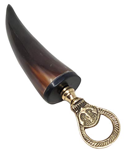Bhartiya Handicrafts Cublets - Cuerno vikingo para cerveza, Mead, Ale, taza de cerámica inspirada medieval para alimentos | Juego de tronos cuerno con soporte (kit de cuerno de 30 cm)