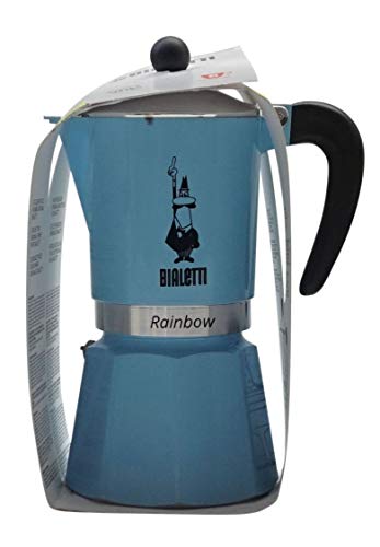 Bialetti Rainbow Cafetera Italiana Espresso,6 Tazas, Aluminio, Azul