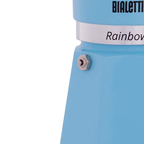 Bialetti Rainbow Cafetera Italiana Espresso,6 Tazas, Aluminio, Azul