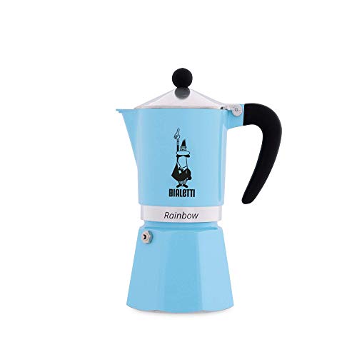 Bialetti Rainbow Cafetera Italiana Espresso,6 Tazas, Aluminio, Azul