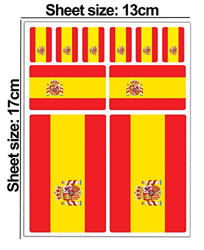 Biomar Labs® 10pcs Pegatina España Spain Flag Bandera Vinilo Adhesivo Coches Cascos Motos Ciclomotores Bicicletas Ordenador Portátil D 20