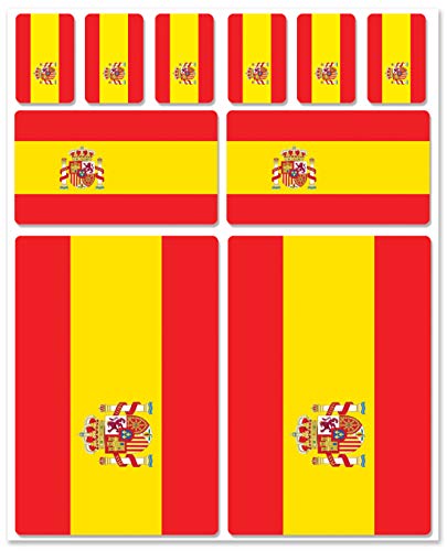 Biomar Labs® 10pcs Pegatina España Spain Flag Bandera Vinilo Adhesivo Coches Cascos Motos Ciclomotores Bicicletas Ordenador Portátil D 20