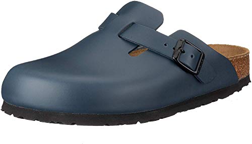 Birkenstock Boston 60101, Zuecos De Piel Natural Unisex Adulto, Azul, 39 EU