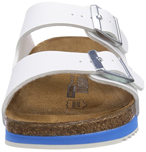 Birkenstock Professional ARIZONA - zuecos de material sintético unisex, Blanco - Blanc (white Ls White/blue), 38