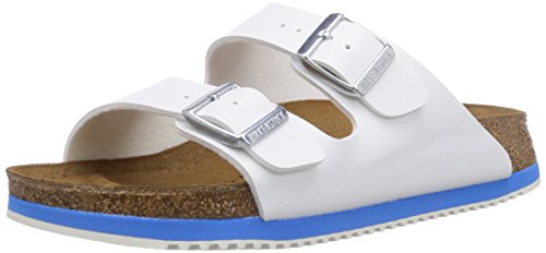Birkenstock Professional ARIZONA - zuecos de material sintético unisex, Blanco - Blanc (white Ls White/blue), 38