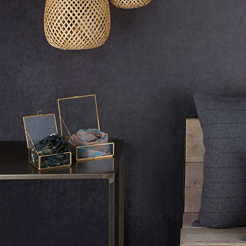 Black Velvet Studio Caja Deco Joyero Terrario Retro Metal Dorado Laton Color Vidrio Cristal Transparente - Estilo Nórdico Vintage Almacenamiento Joyería Medidas 5 * 16 * 16cm