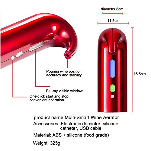 BLUE CHARM Eléctrico Vino Decantador Mejora el Sabor del Vino de Todas Las Edades