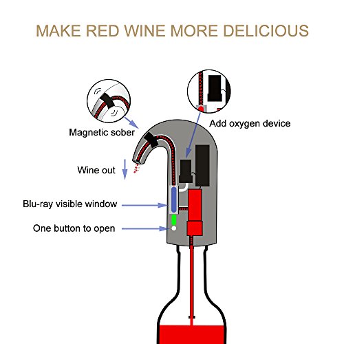 BLUE CHARM Eléctrico Vino Decantador Mejora el Sabor del Vino de Todas Las Edades
