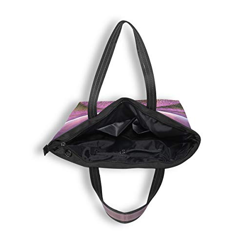 Bolso de mano para mujer, estilo de lavanda, con cremallera, de gran capacidad