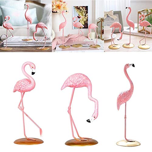 BovoYa - Figura decorativa de flamenco, diseño de rosa, resina, decoración de escritorio, decoración de fiesta, boda, decoración de mesita de noche, salón, metal, Rosa-3