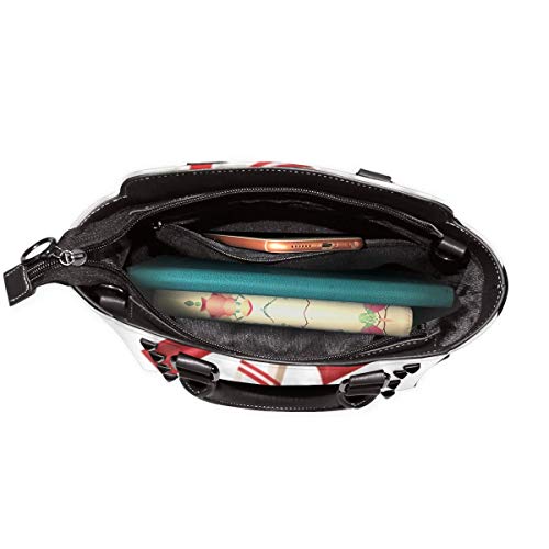 BROWCIN Verde Acebo Navidad Bastón de caramelo Rojo Cinta de vacaciones Arco Piruleta Caramelo Blanco Desmontable Moda Tendencia Bolso de las señoras Bolso de hombro