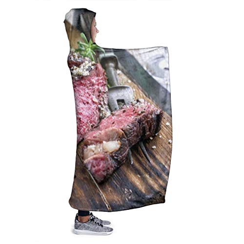 Buffalo Brown American Barbecue Dry Aged Wagyu Tomahawk Steak Board Comida Bebida Carne de res Red Angus Australian Bbq 50x40 inch Manta de tiro cálido Fleece de franela ultra suave Todas las estacion