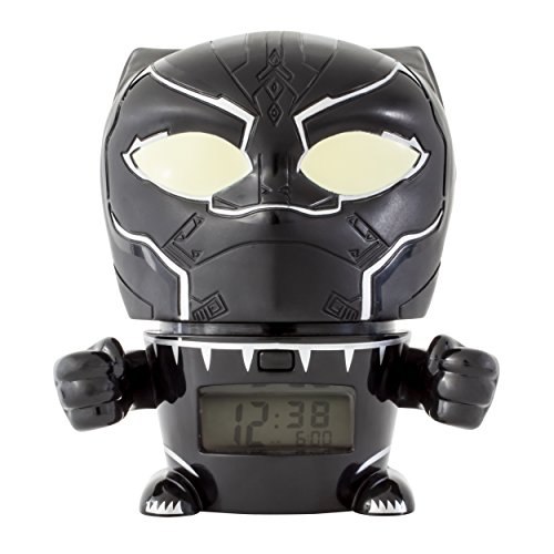 BulbBotz Despertador Infantil con Luz Nocturna de Black Panther de Vengadores, Negro, 11.5x15.3x16.5 cm, 2021449
