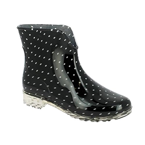 BuyAzzo BA560400 - Botas de agua para mujer y niña, botas de goma de caña corta, color Negro, talla 38 EU